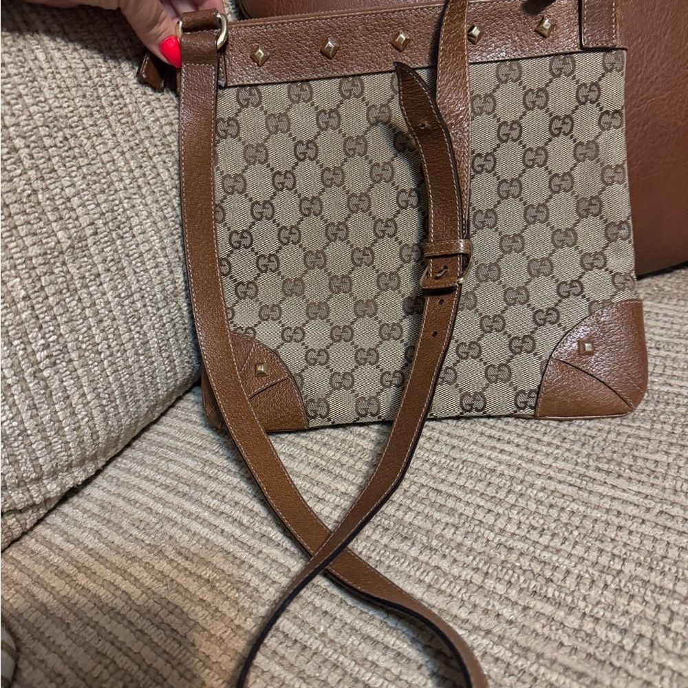 Gucci Studded Brown Crossbody Bag - Picture 2 of 9